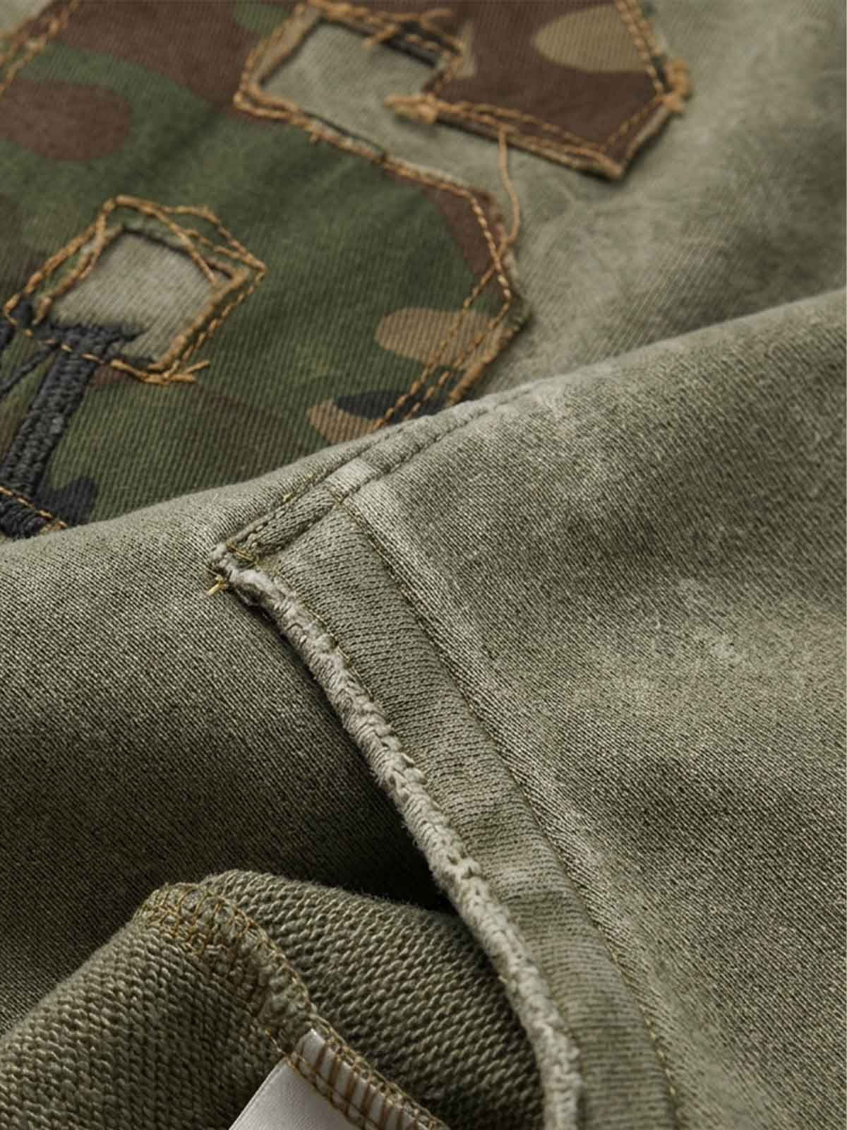 Camo 67 Appliqué Embroidered Washed Oversized Sweatshirt