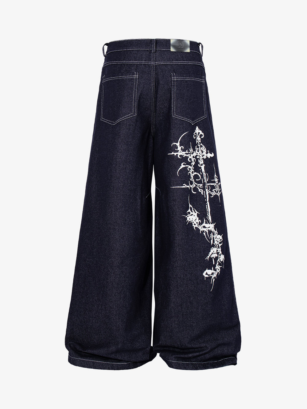 Dark Graphic Multi-Button Jeans