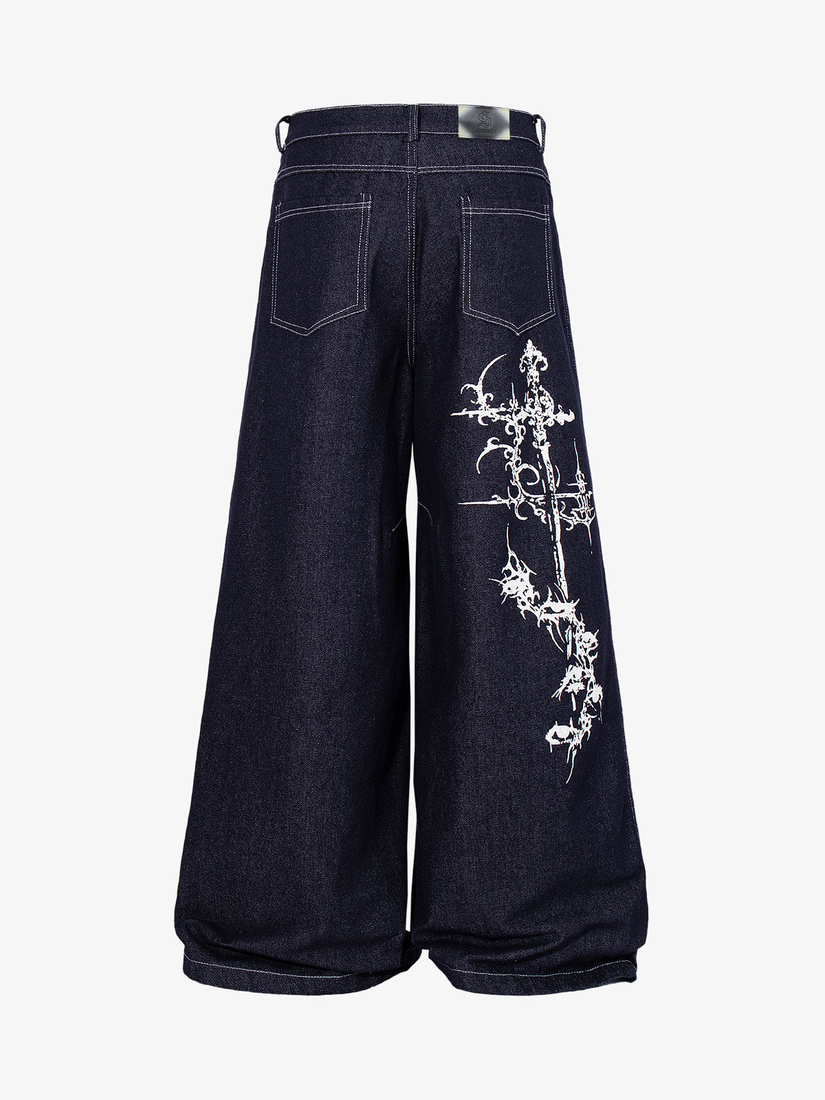 Dark Graphic Multi-Button Jeans