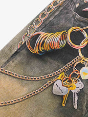 3D Chain Key Print Jeans 