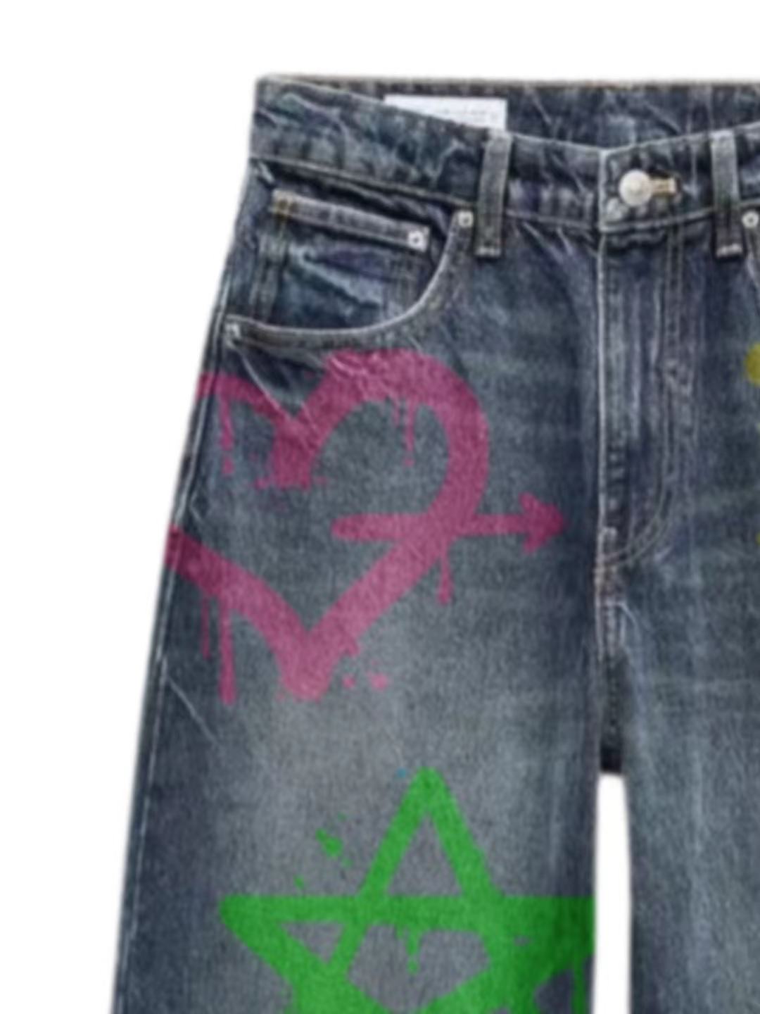 Vintage Graffiti Art Denim Jeans 