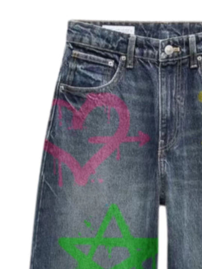 Vintage Graffiti Art Denim Jeans 