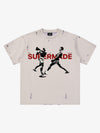 Black Distressed Graphic T-Shirt with Boxing Print – Relaxed Fit Streetwear Tee
