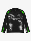Skull Graphic Layered Racing Logo Long Sleeve Tee
