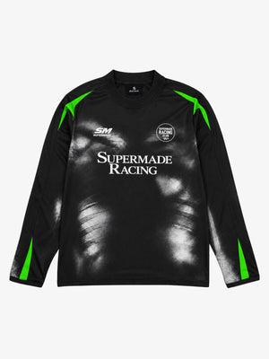 Skull Graphic Layered Racing Logo Long Sleeve Tee
