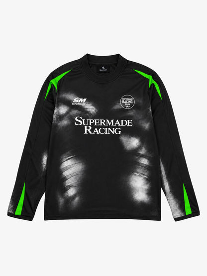 Skull Graphic Layered Racing Logo Long Sleeve Tee