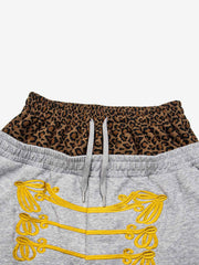 Leopard Double Waist Napoleon Embroidered Sweatpants