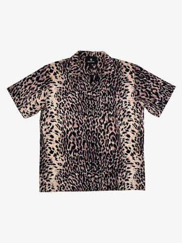 Cyber Punk Leopard Print Camp Collar Boxy Shirt 