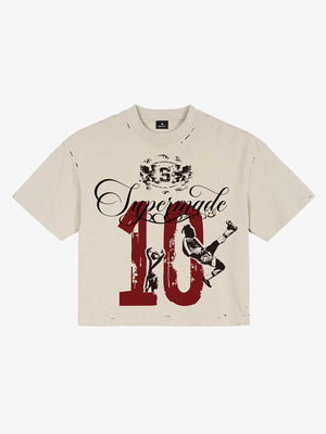 Short Distressed Letter 10 T-shirt 