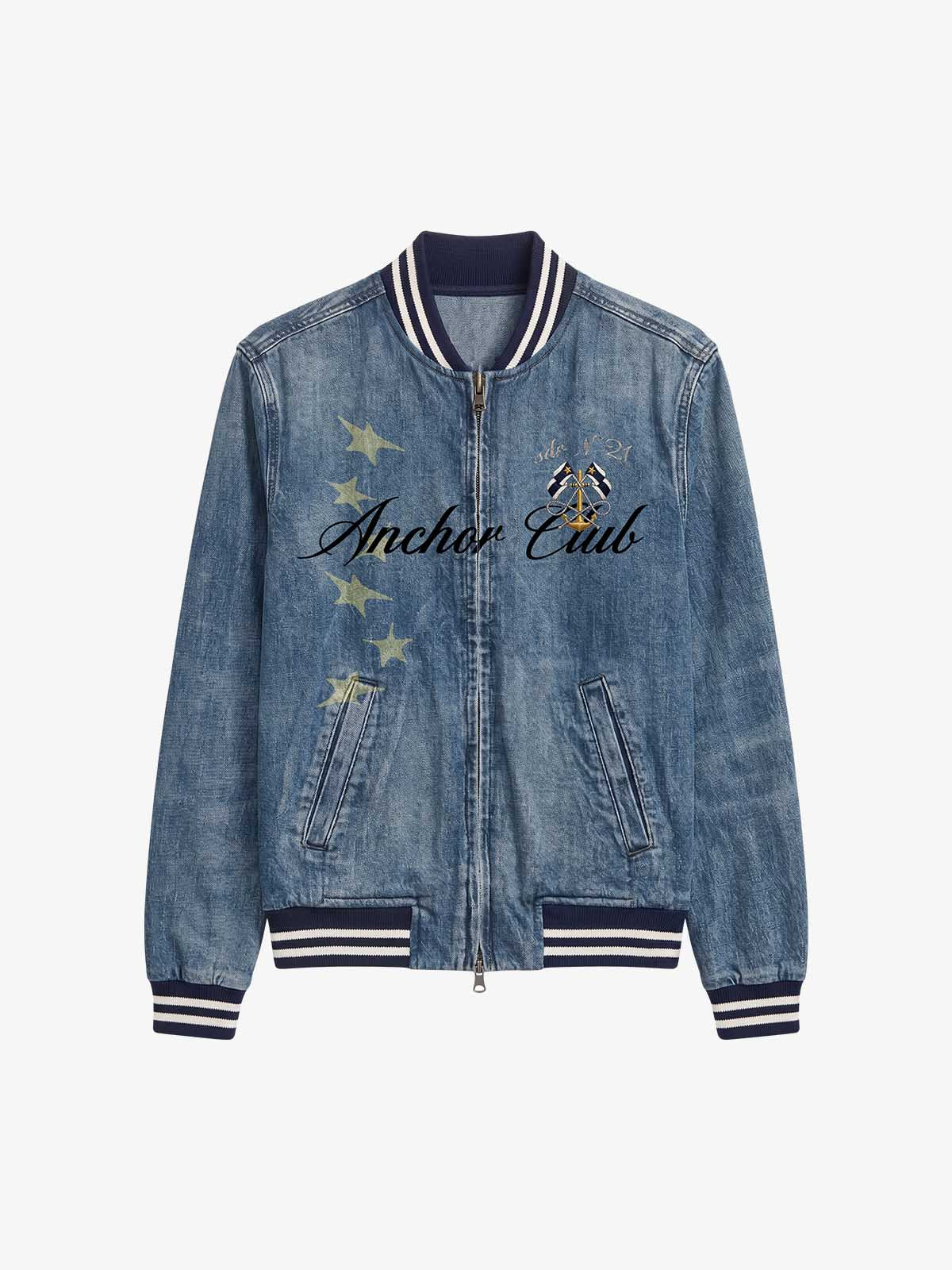 Anchor Club Star Graphic Washed Denim Jacket