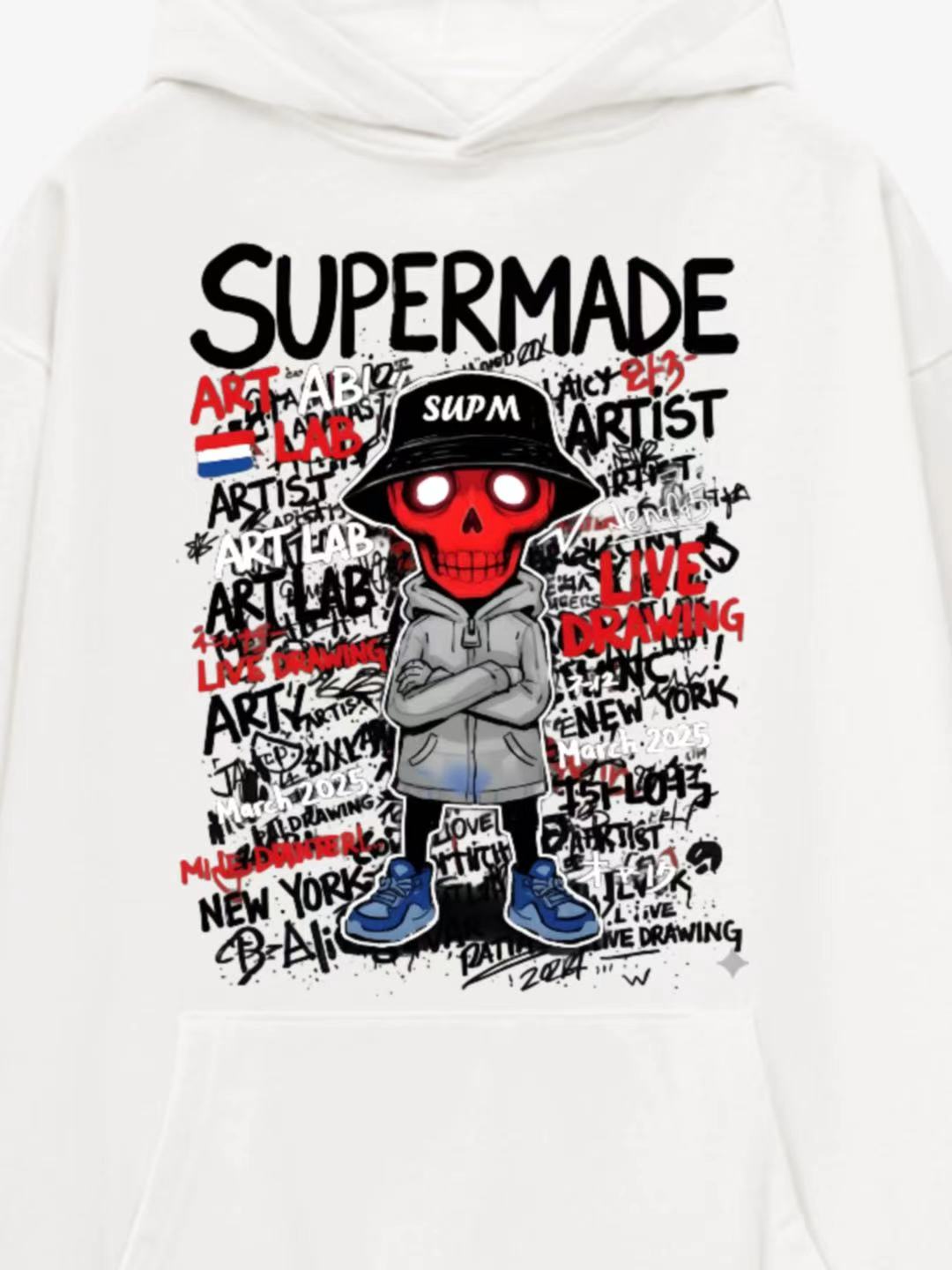Supermade Graphic Hoodie with Skull Design 