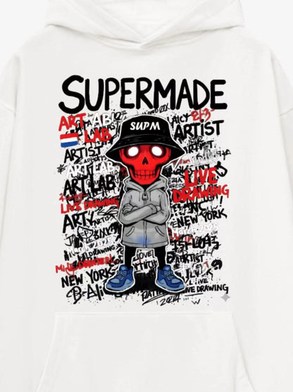 Supermade Graphic Hoodie with Skull Design 
