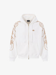 Ornamental Letter Embroidered Two-Way Zip Hoodie