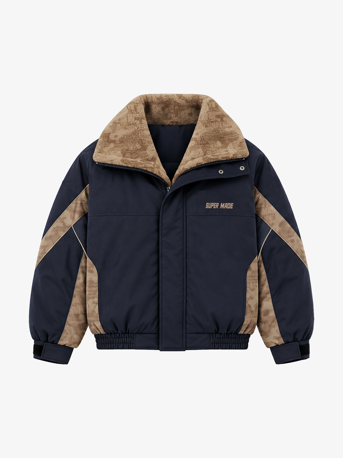Color-Block Sherpa-Collar Padded Coats