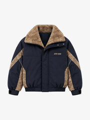 Color-Block Sherpa-Collar Padded Coats