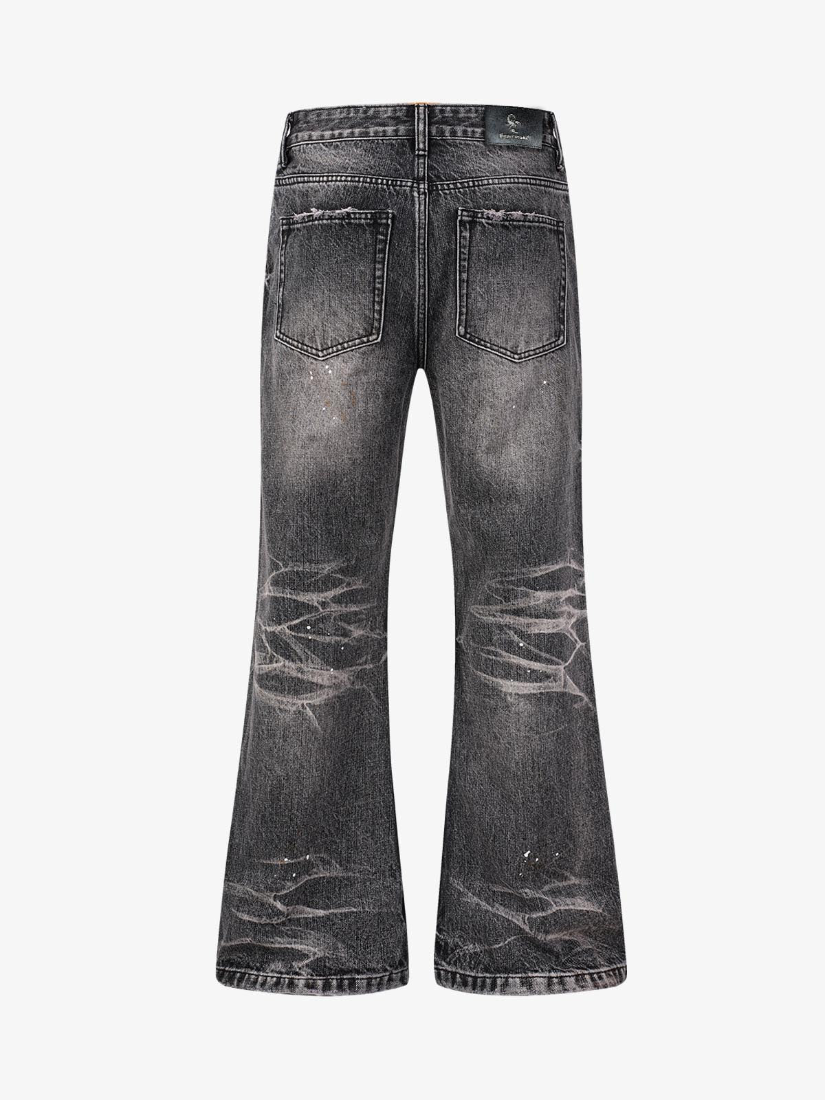 Whiskering Paint Splatter Bootcut Jeans