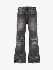 Whiskering Paint Splatter Bootcut Jeans