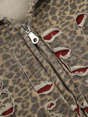 Leopard Print Hooded Jacket