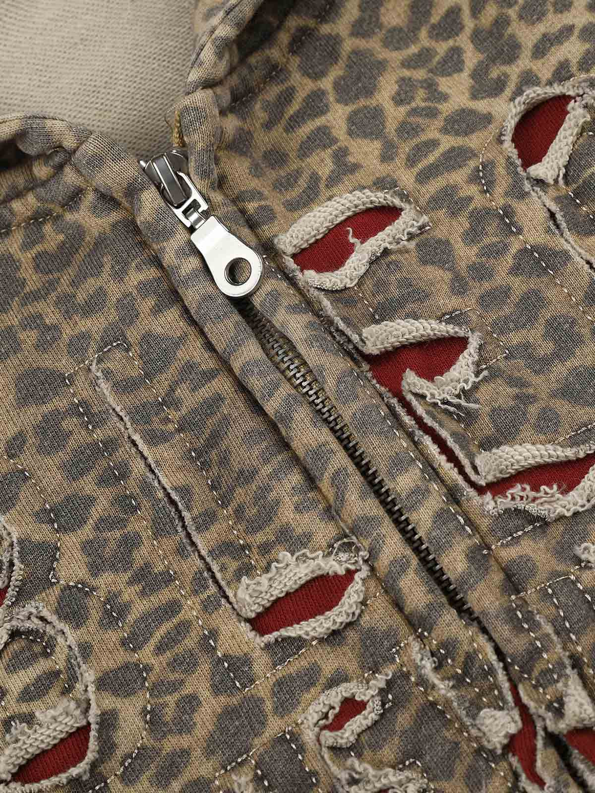Leopard Print Hooded Jacket