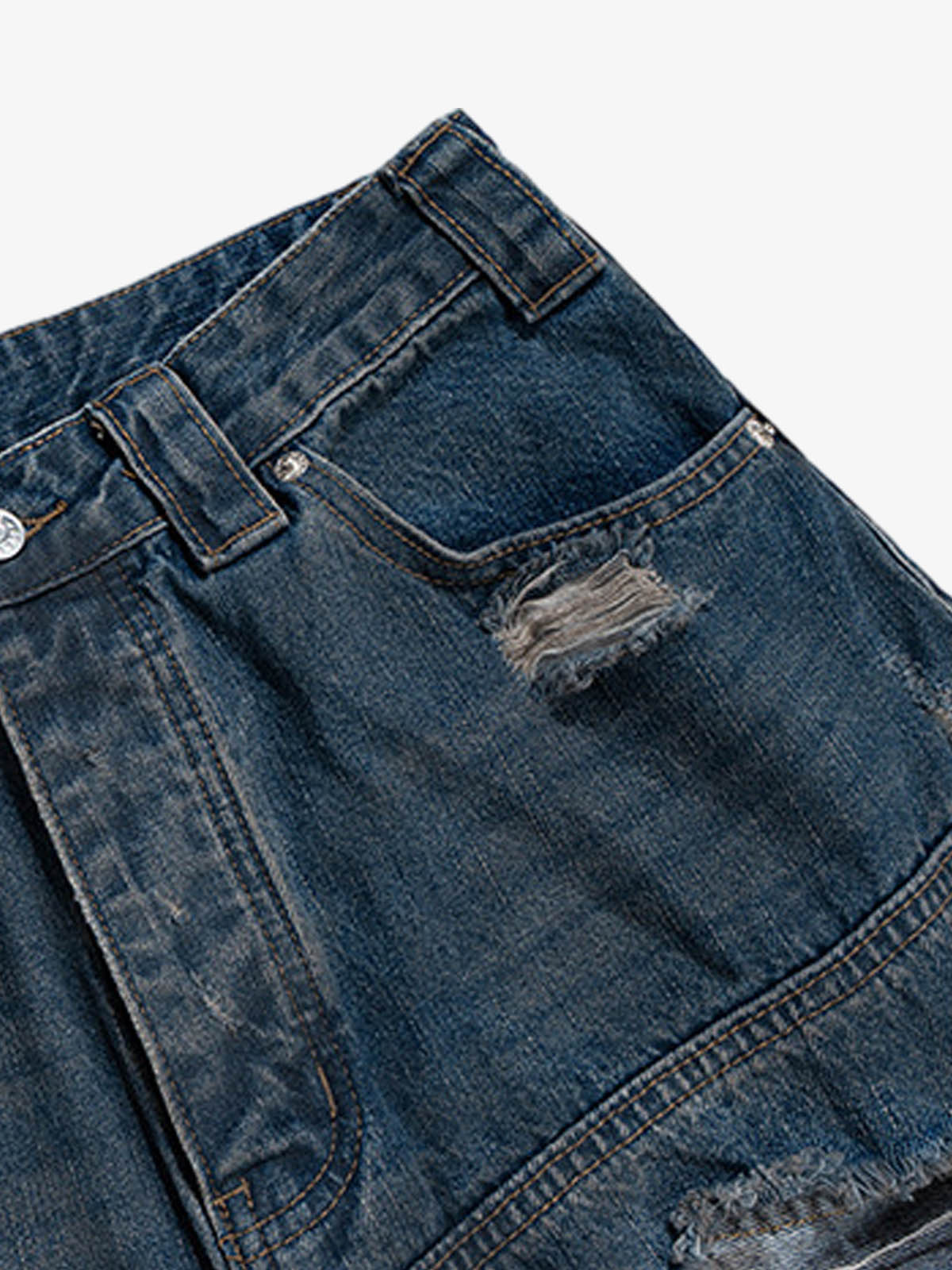 Distressed Raw Hem Denim Shorts