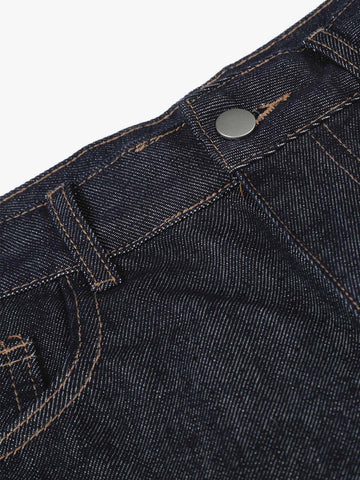 Dark Wash Denim Bermuda Shorts with Side Stripe Rhinestone Detail – Relaxed Fit Cotton Shorts