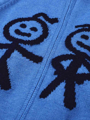 Stick Figure Jacquard Cardigan