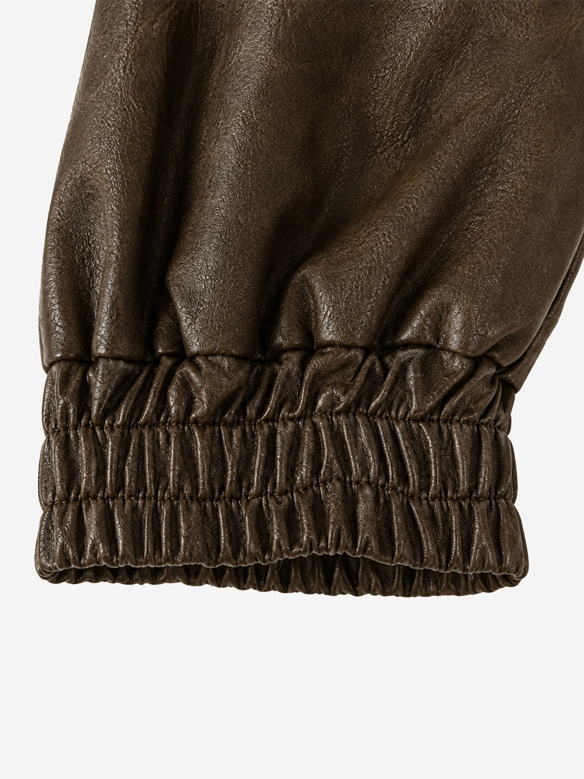 Belted Hem Faux Leather Bomber Jacket