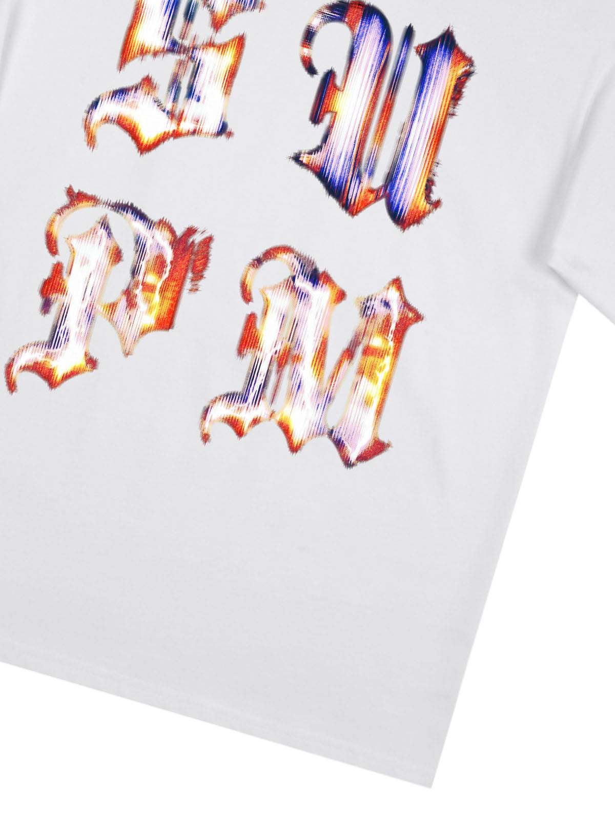 Cotton Logo Letter Design Short-Sleeve T-Shirt - Features Retro Digital Glitch Letter Print, Unisex 