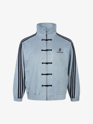Three-Stripe Patchwork Button-Up Jacket