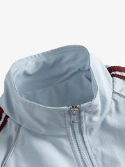 Contrast Stripe Embroidered Track Jacket
