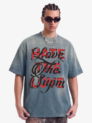 Retro Color-Blocked Lettering T-Shirt 