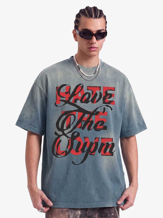 T-shirt à lettrage rétro bicolore