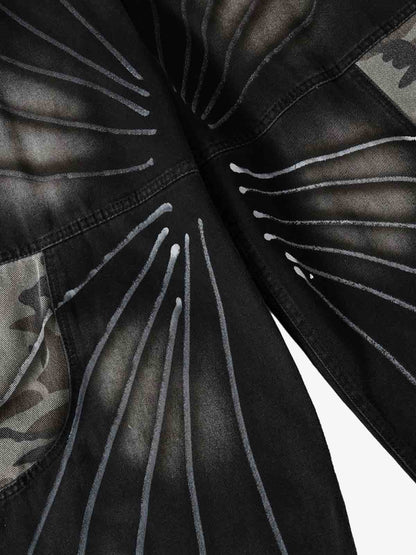 Butterfly Spray Graphic Camo Pocket Barrel Jeans
