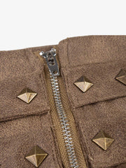 Faux Suede Studded Mini Skirt