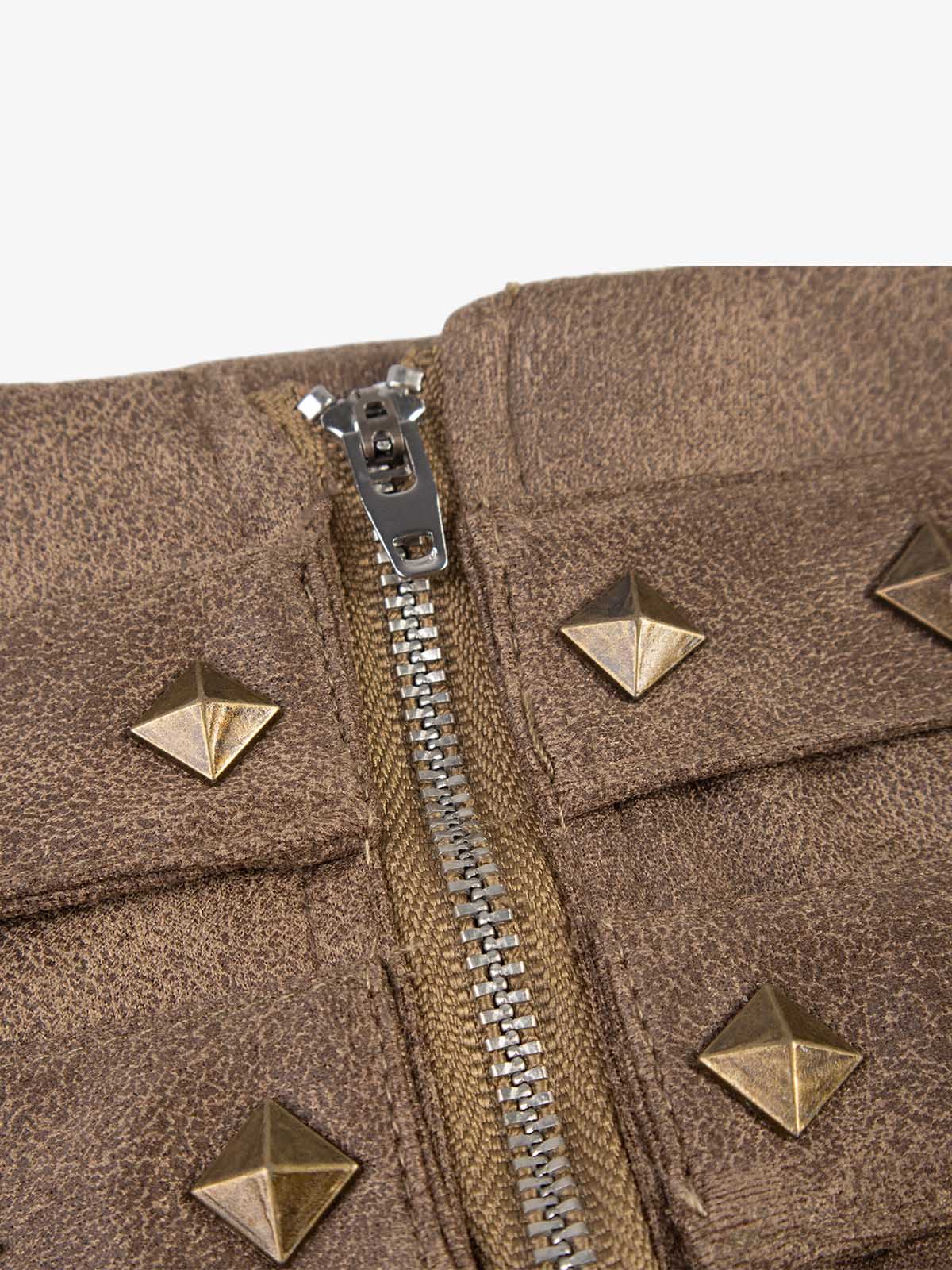 Faux Suede Studded Mini Skirt