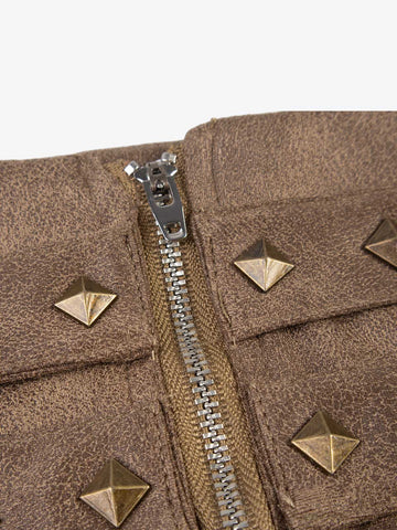 Faux Suede Studded Mini Skirt