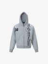 Distressed Badge Graphic Zip-Up Hoodie