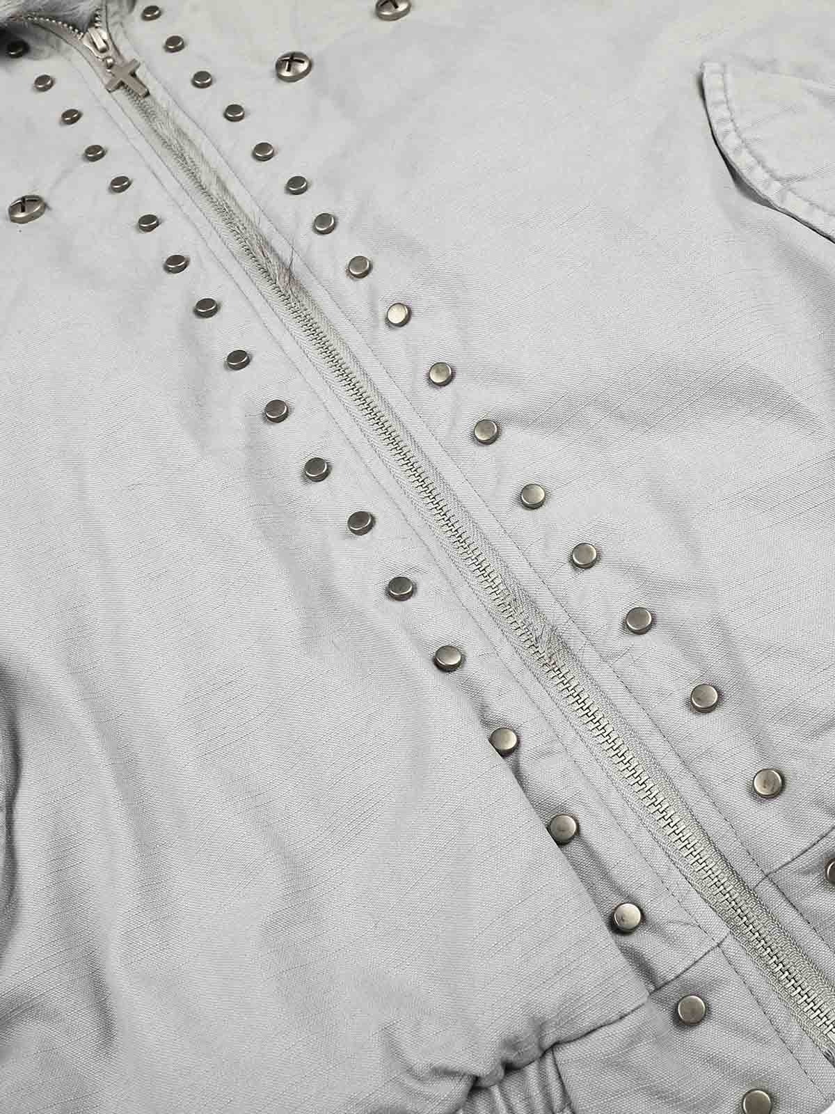 Studded Faux-Fur Collar Bomber Coat