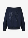 Sequin Wings Off-Shoulder Sweatshirt