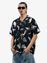 Gothic Ghost Hands Camp Collar Boxy Shirt 