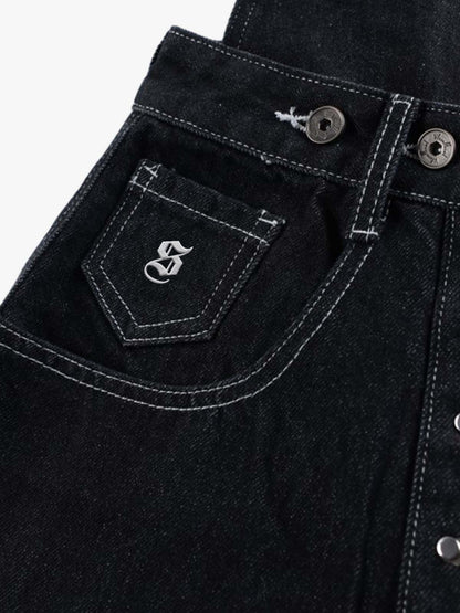 Detachable One-Shoulder Denim Overalls