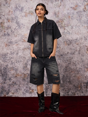 Ripped Denim Distressed Suit - 2460