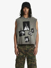 Ripped Graphic Patch Sleeveless Vest 