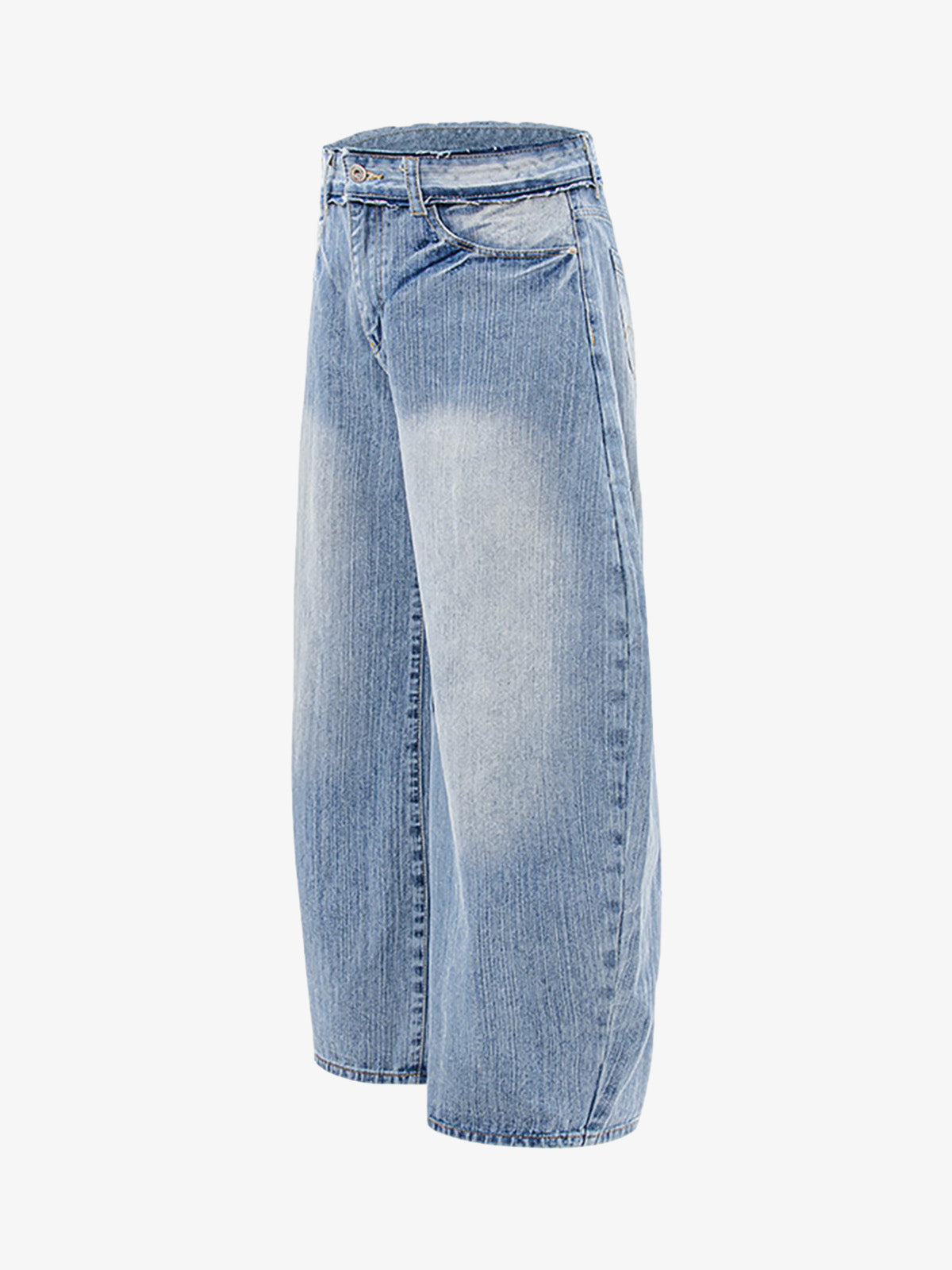 Vintage Washed Patchwork Distressed Scimitar Jeans 