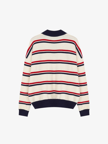 Striped Polo Sweater for Casual and Sporty Looks 