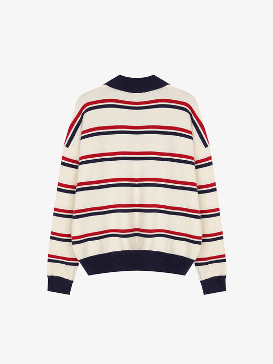 Striped Polo Sweater for Casual and Sporty Looks 