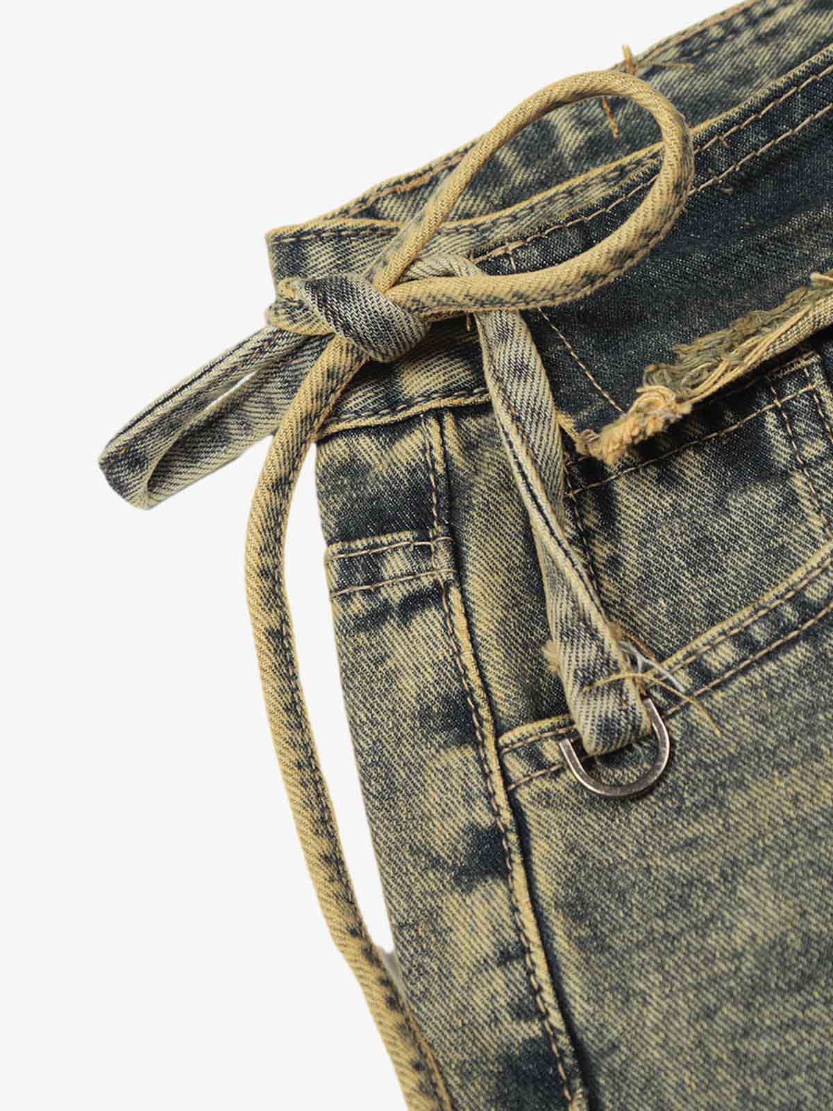 Denim Wide Leg Jeans with High Waist and Frayed Detail for Women 