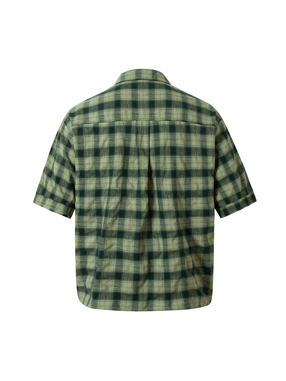 Plaid Applique Printed Short Sleeve Shirt - 2463 