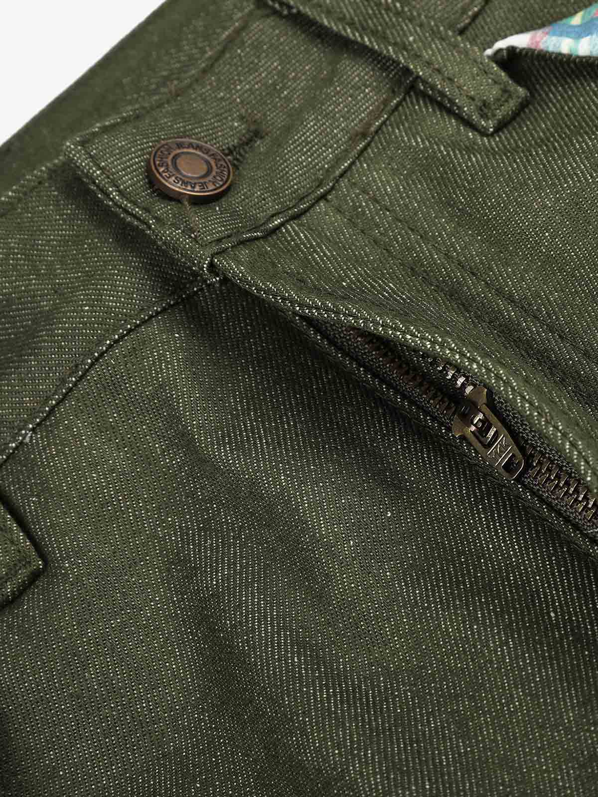 Button Detail Patchwork Jeans