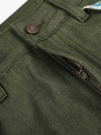 Button Detail Patchwork Jeans
